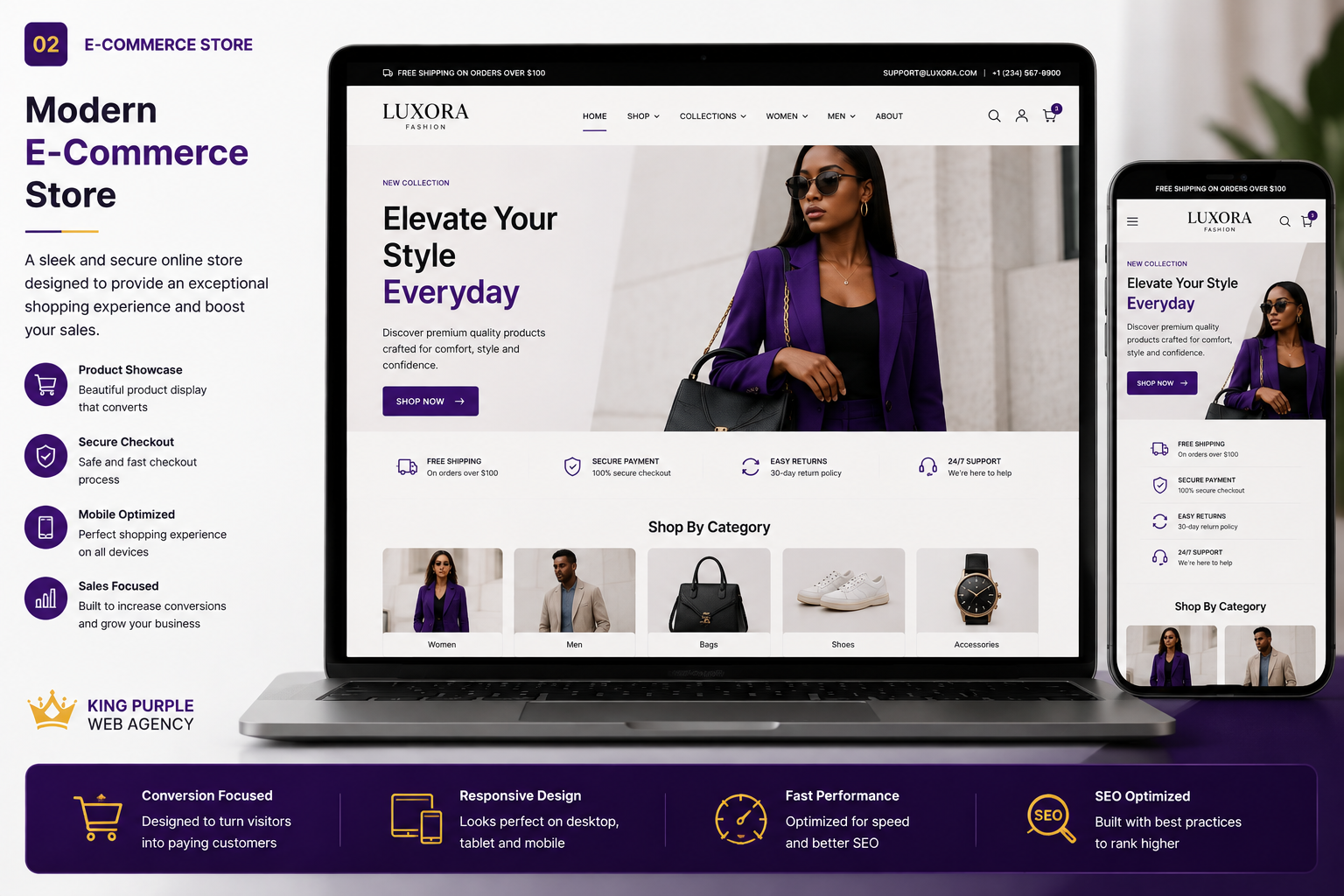 E-commerce Website sample concept design by King Purple Web Agency
